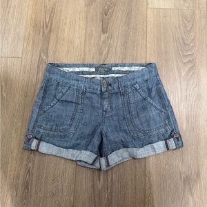 Level 99 Blue Linen Blend Shorts 26